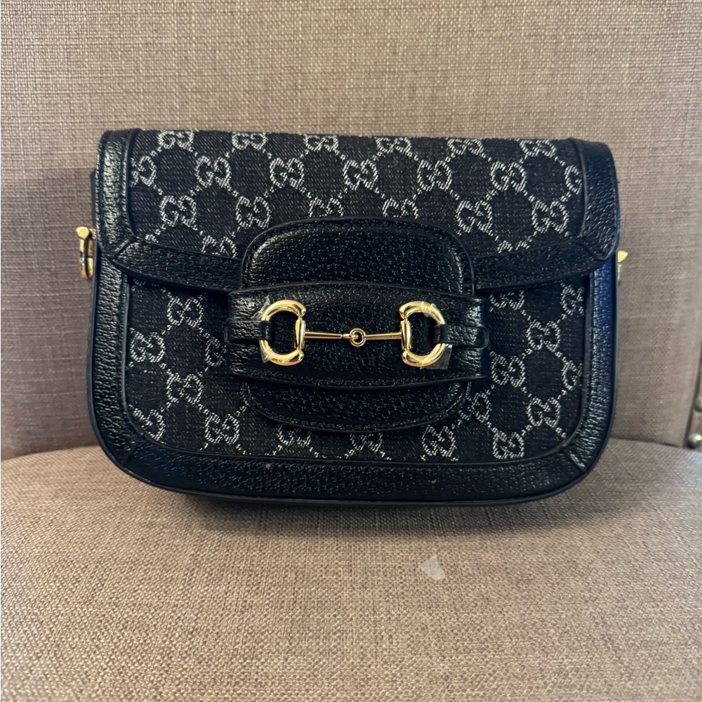 Gucci Black Crossbody Bag with Gold Horsebit Hardware